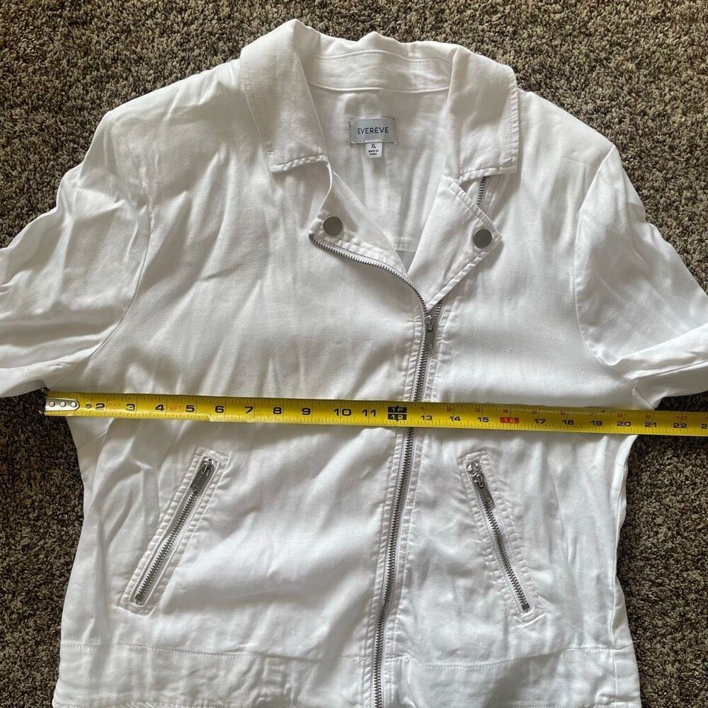EVEREVE Jagger Moto Jacket white linen blend zip up women’s size XL - Picture 6 of 12